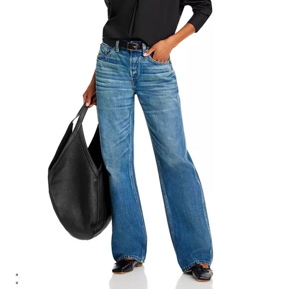 RE/DONE High Rise Relaxed Straight Jeans in in Crafted Indigo Women's Size 26 - Picture 12 of 12